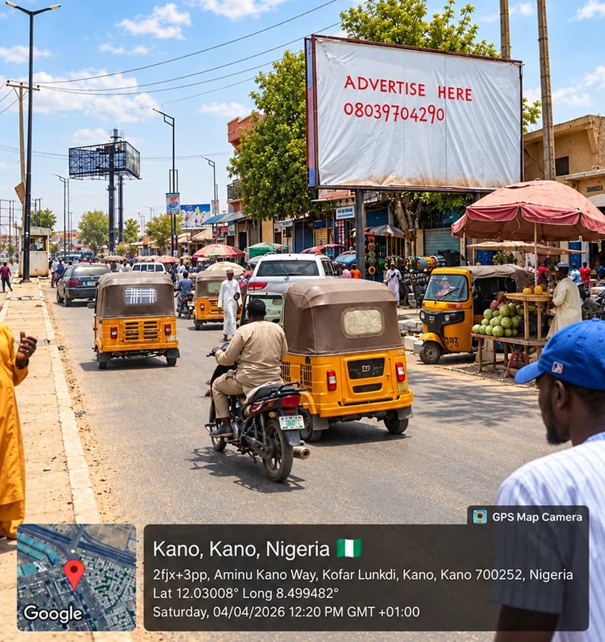 Destiny Media billboard on Aminu Kano Way, Kofar Lunkdi, Kano