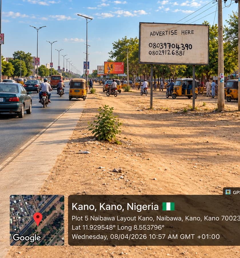 Destiny Media billboard on Naibawa Layout, Naibawa, Kano
